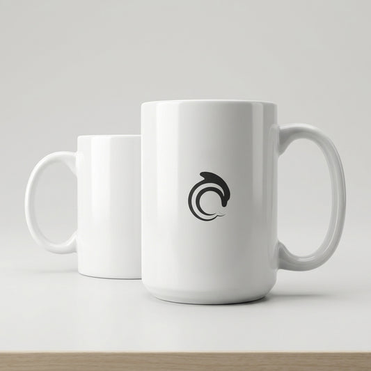 AskDolphin ceramic coffee mug with glazed finish and classic C-handle design