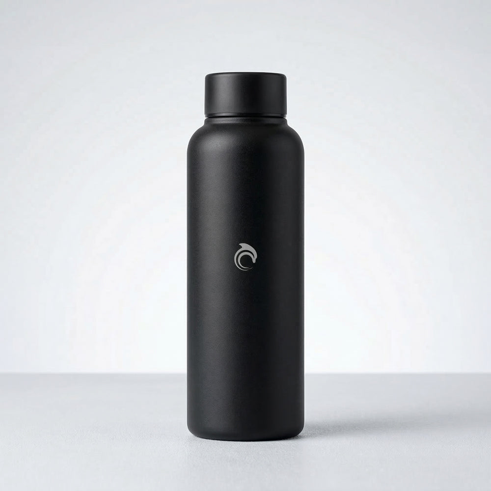 AskDolphin insulated stainless steel water bottle with powder-coated finish and screw-top lid