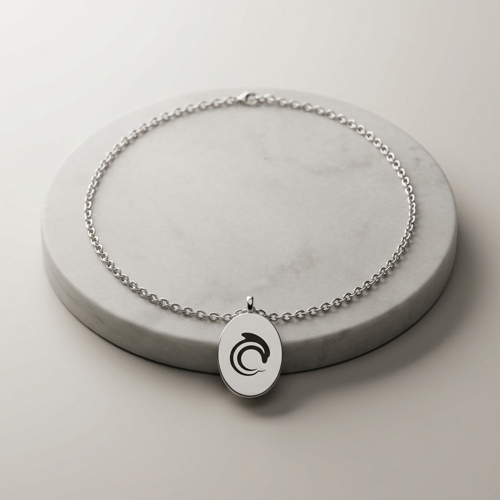 AskDolphin pendant necklace with fine chain and minimal polished pendant for everyday wear