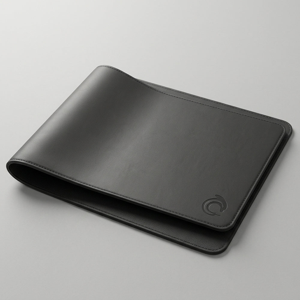 AskDolphin vegan leather desk mat with non-slip base for keyboard and mouse workspace setup