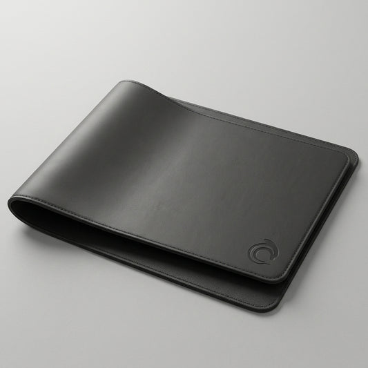 AskDolphin vegan leather desk mat with non-slip base for keyboard and mouse workspace setup